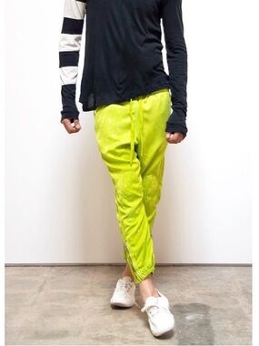 FreeCity Yellow Chartreuse Satin Jump Pant Size Medium